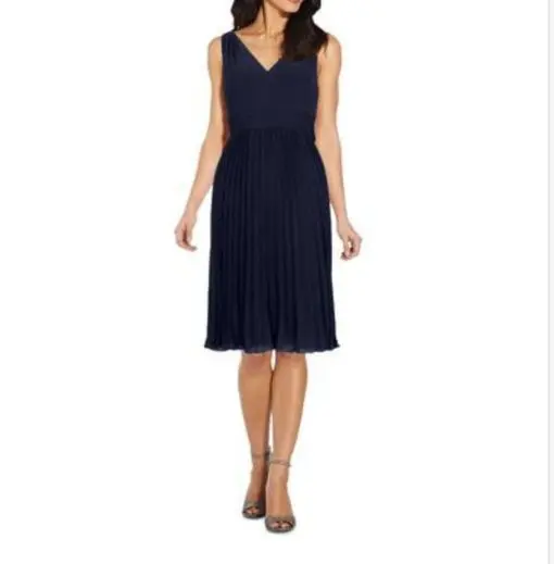 Draped Fit-and-Flare Dress in Blue Moon 10