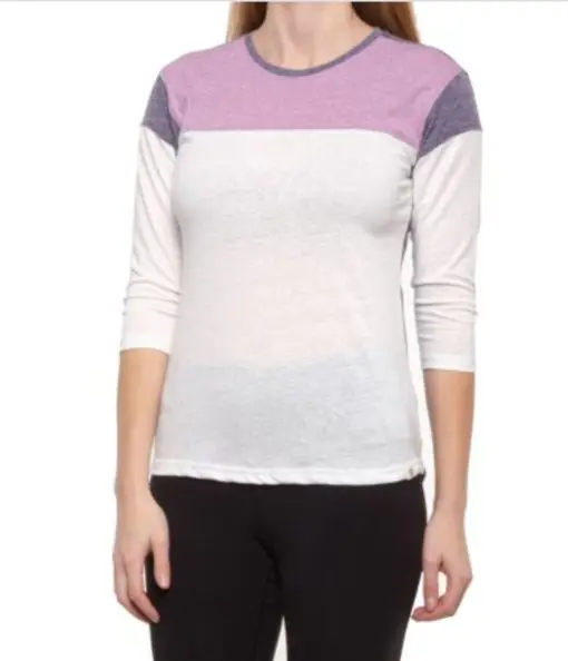 Dugout Knit T-Shirt - 3/4 Sleeve (for Women) - WHITE/MYSTERIOSO/ORCHID (L )