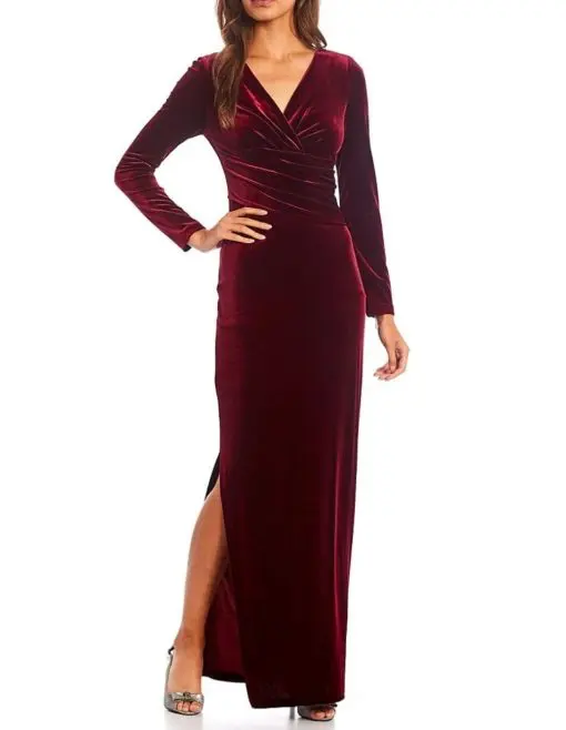 Eliza J Womens Plus Velvet Surplice Evening Dress 20W