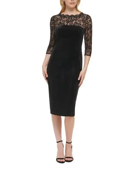 ELIZA J WOMENS VELVET KNEE-LENGTH SHEATH DRESS 8P