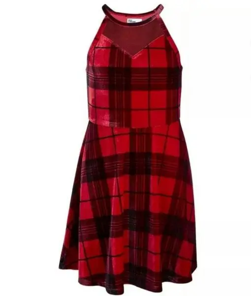 Epic Threads Big Girl's Sweetheart Plaid Dress Red Size XL