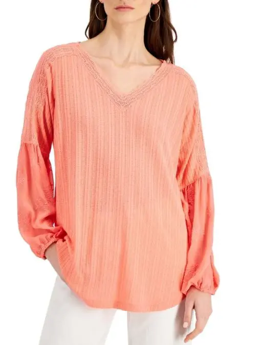 Fever Embroidered Knit Top - Shell Pink S