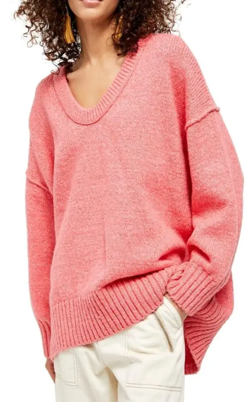 Free People Women's Brookside Dropped-Shoulder Sweater - Pink Light - Size S