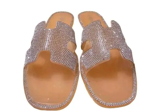 G.N.D. Fashion New York Clear Jelly Rhinestone Slip On Sandals Shoes. 7