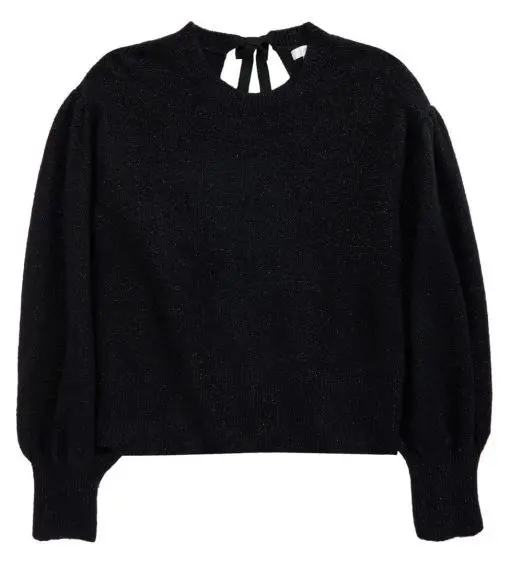 Girl's 1901 Kids' Bow Back Sweater, Size XL - Black