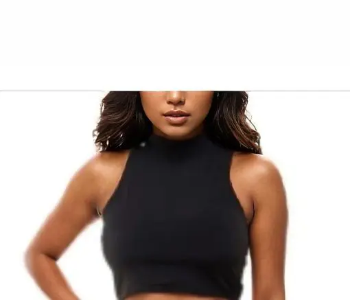 High Neck Sleeveless Crop Top & Ruched XS