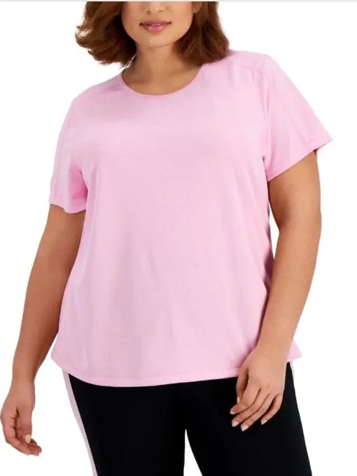 ID Ideology Women S Birdseye Mesh T Shirt Pink Size 1X