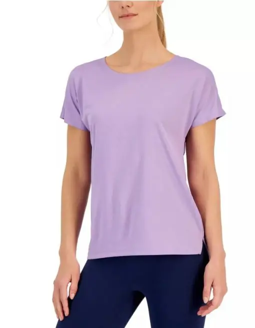 Id Ideology Women's Lightweight Techy Crewneck T-Shirt Top, Purple Large L