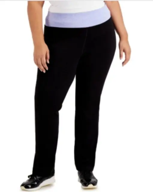 Ideology Plus Size Flex Stretch Active Yoga Pants,- Noir Periwinkle Ice 3X