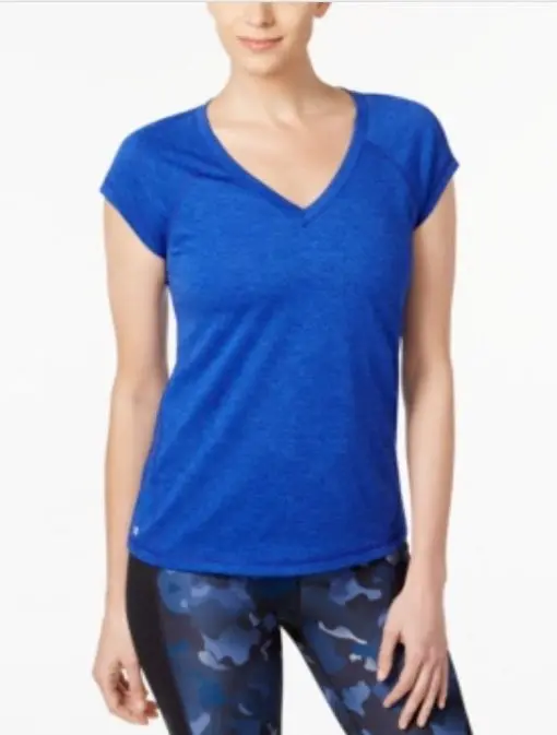 Ideology Women S Heathered Short-Sleeve Tshirt (Blue  M)