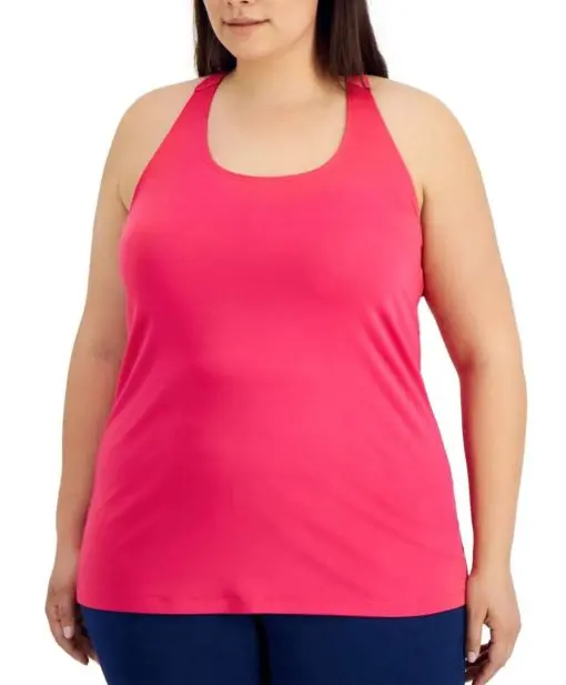 Ideology Women's Plus Size 2X Pink rainbow T- Back Scoop Neckline Tank Top 2X