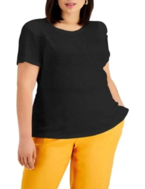 Inc International Concepts Plus Size Cotton Puff-Sleeve T-Shirt, 1X