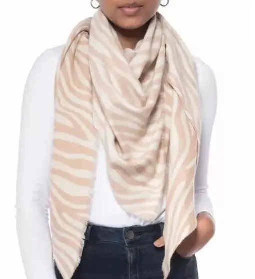 Inc International Concepts Women's Zebra-Print Triangle Scarf Natural One Size