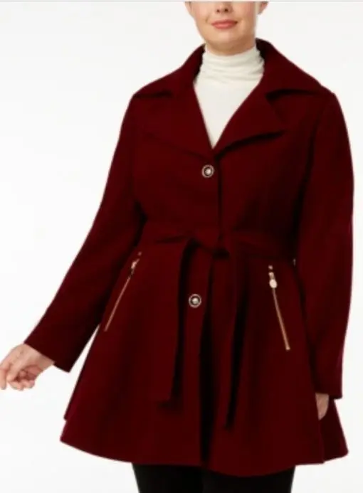 Inc Plus Size Skirted Belted Coat,0X