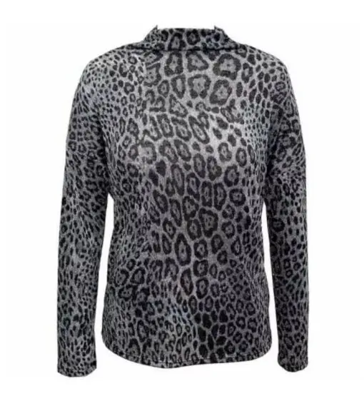 INC Womens Gray Animal Print Long Sleeve Top S