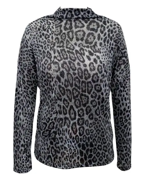 INC Womens Gray Animal Print Long Sleeve Top SIZE L