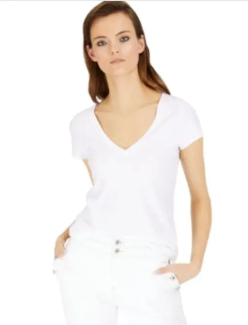 INC Women's V-Neck T-Shirt, - Bright White