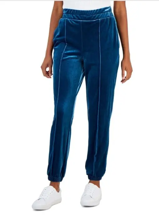 INC Women's Velvet Jogger Pants,  Teal Kingfisher XL