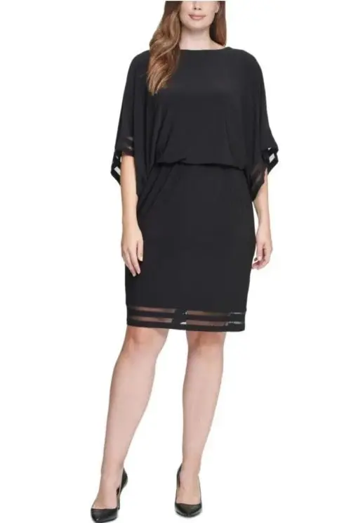 JESSICA HOWARD WOMEN'S KNEE-LENGTH BLOUSON 3/4 SLEEVE DRESS 18W