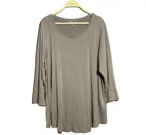 Jm Collection Blouse Tshirt Women Size S Gray Brown Long Sleeve