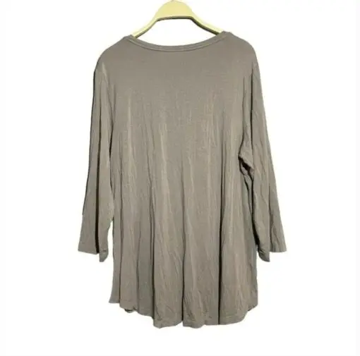 Jm Collection Blouse Tshirt Women Size S Gray Brown Long Sleeve - Image 2