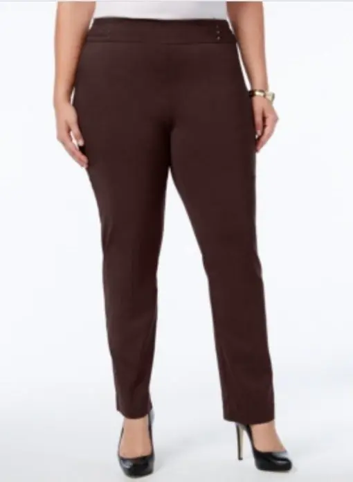 Jm Collection Plus Size Tummy Control Pull-on Slim-Leg Pants - Espresso Roast 26W