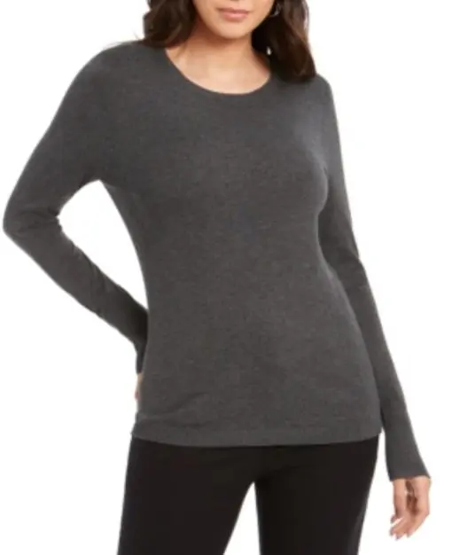 JM Collection Womens Sweater Charcoal Heather Button-Cuff XL