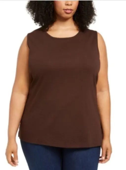 Karen Scott Plus Size Cotton Tunic Tank Top,  2X