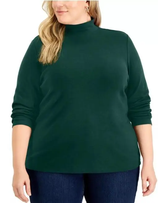 Karen Scott Plus Size Mock-Neck Top, Sz 2X Spruce Night