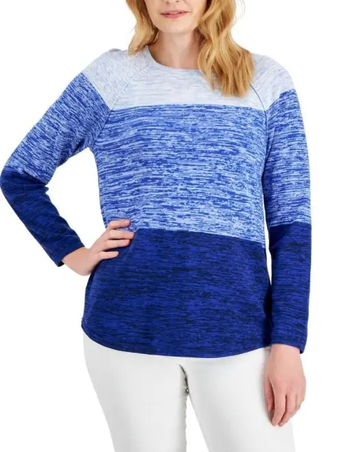 Karen Scott Women's Cotton Colorblocked Sweater XS