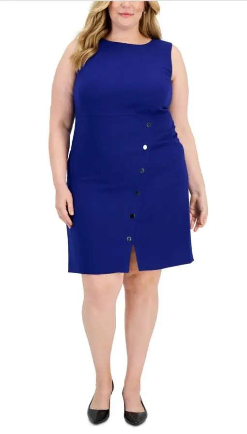 Kasper Plus Size Snap-Front Sheath Dress 18W