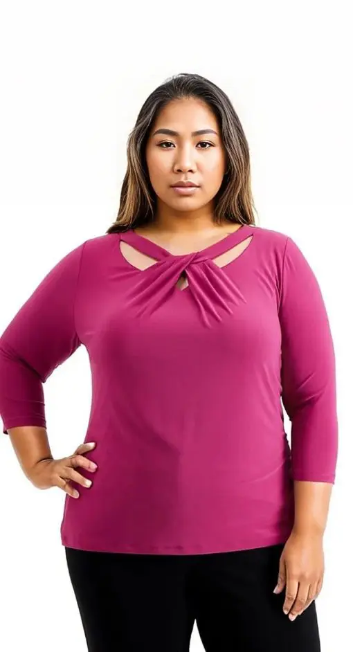 Kasper Plus Size Twist-Neck Top 3X