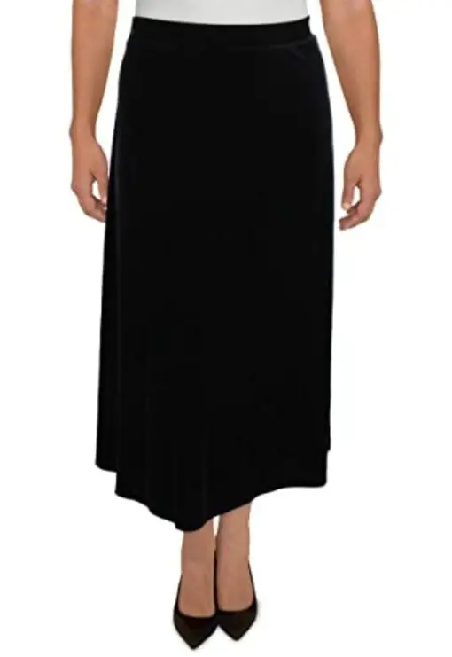 Kasper Womens Velvet Long Maxi Skirt Black XL