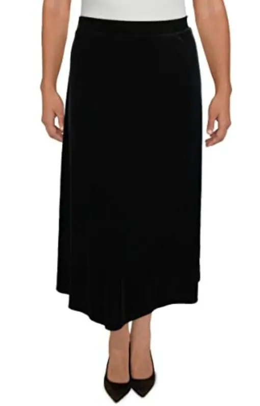 Kasper Womens Velvet Long Maxi Skirt Black XL - Image 2