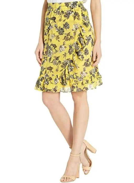 Kensie Canary Combo Rose Print Mini Skirt M - Image 2