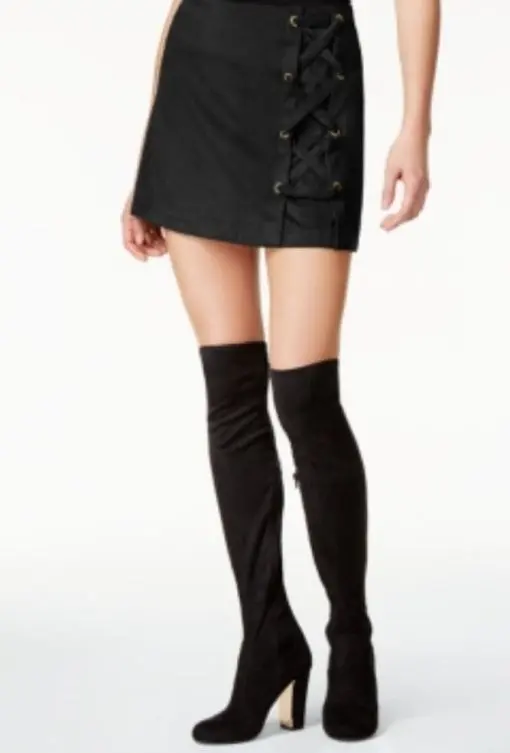 KENSIE Womens Black Embellished Mini Skirt Size: M-Neck Tee