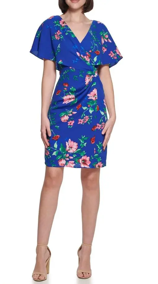 kensie Women's Floral Printed Shift Contemporary Dress