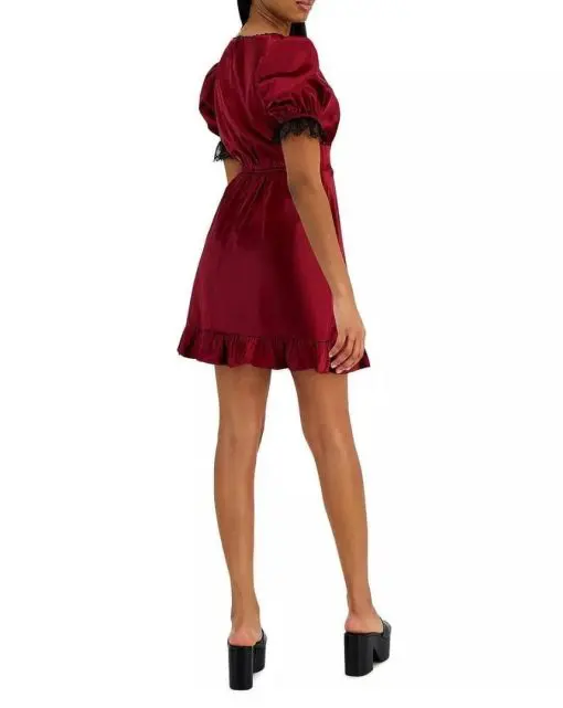 KIT & SKY WOMENS SATIN LACE-TRIM COCKTAIL AND PARTY DRESS JUNIORS L - Image 2