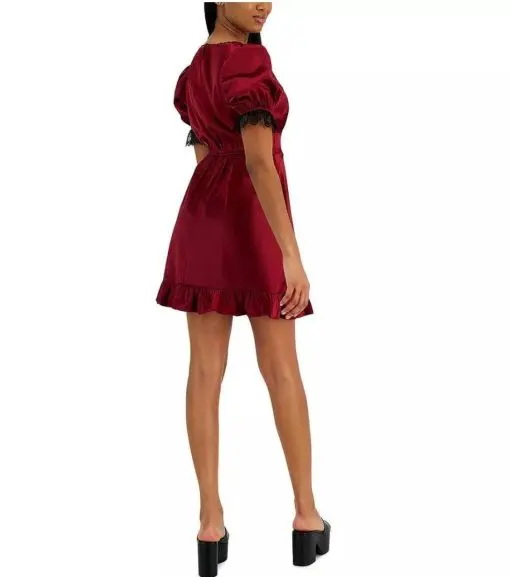 KIT & SKY WOMENS SATIN LACE-TRIM COCKTAIL AND PARTY DRESS JUNIORS L - Image 3