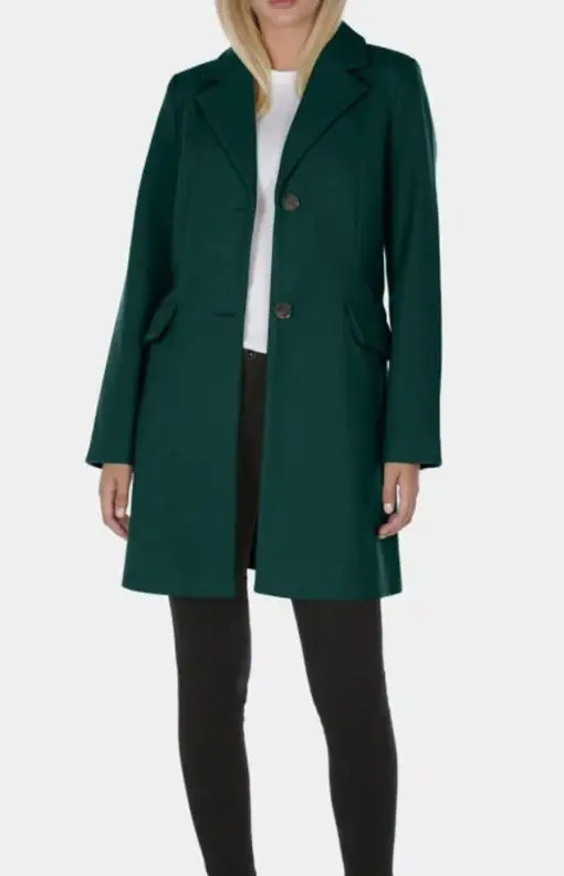 Laundry by Shelli Segal Single-Breasted Walker Coat - Emerald M - Image 2