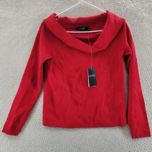 LAUREN RALPH LAUREN Off-Shoulder Sweater Women's XL Lipstick Red L/S Pullover