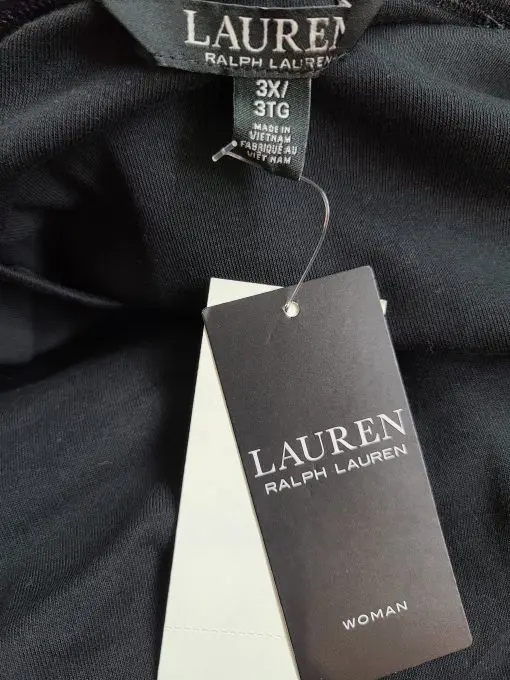 Lauren Ralph Lauren Women's Plus Size Short Sleeve Round Neck Cotton Black Top T-Shirt SZ 3X New - Image 3