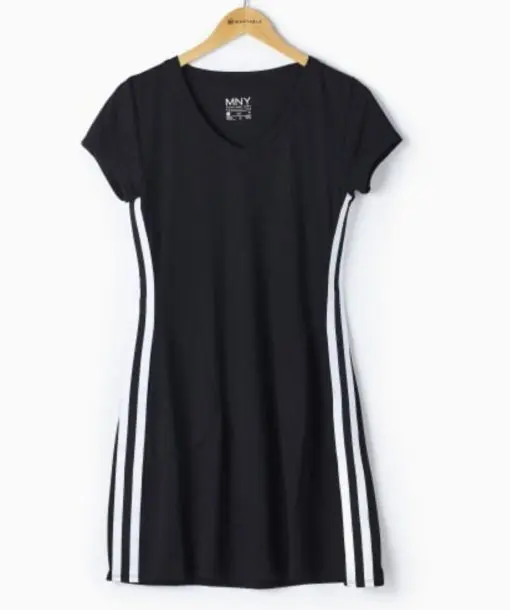 MARC NEW YORK Varsity Stripe T-Shirt Dress in Black M