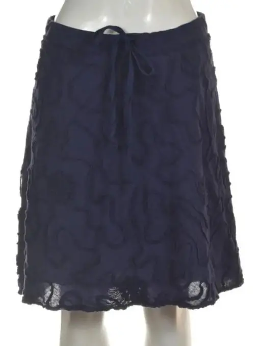 MAX STUDIO WOMENS SKIRT SIZE M NAVY BLUE SOLID A-LINE KNEE LENGTH COTTON