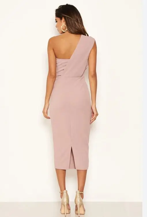 Mushroom One Shoulder Wrap Midi Dress - AX Paris US 12 - Image 2