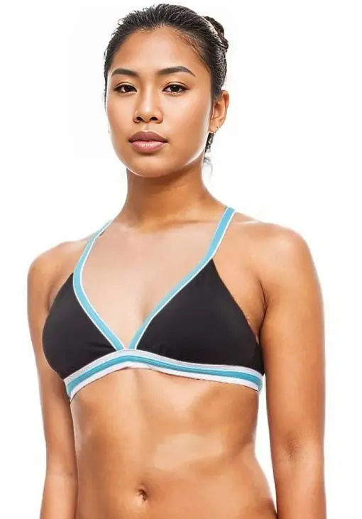 Nautica Women's Bikini Tops C1L - Teal & Navy Color Block Bikini Top - Women