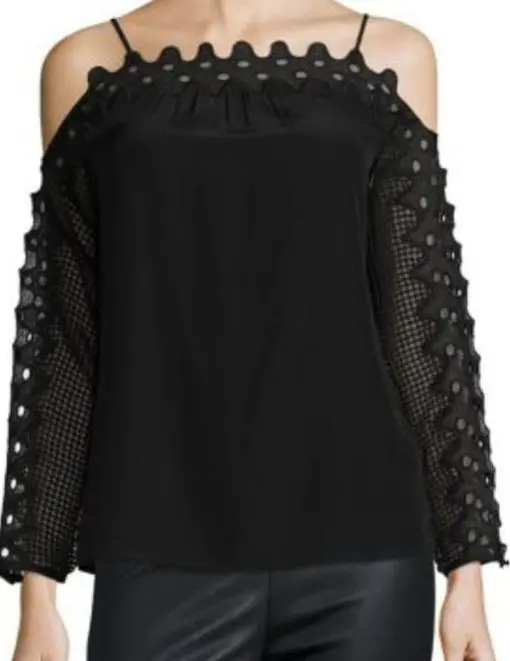 Olivia Cold Shoulder Crochet Blouse 0