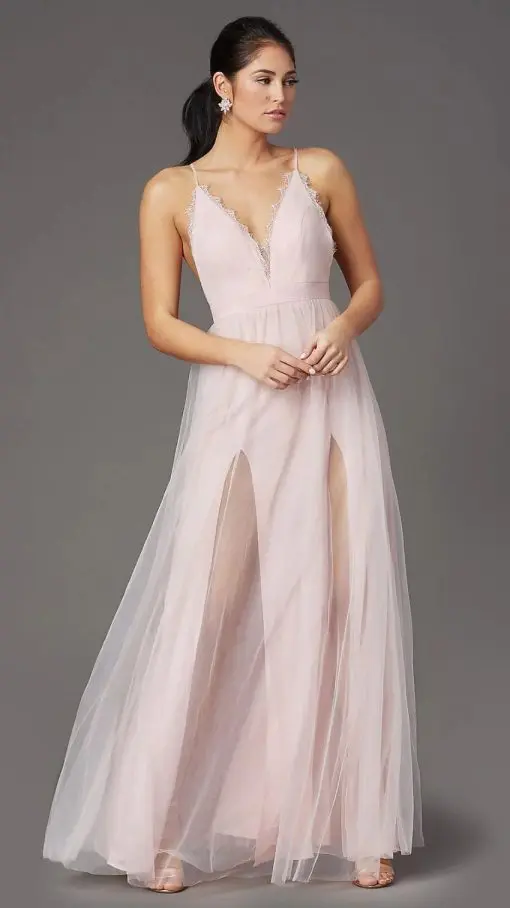 Open-Back Long Tulle Formal Prom Dress by PromGirl 6