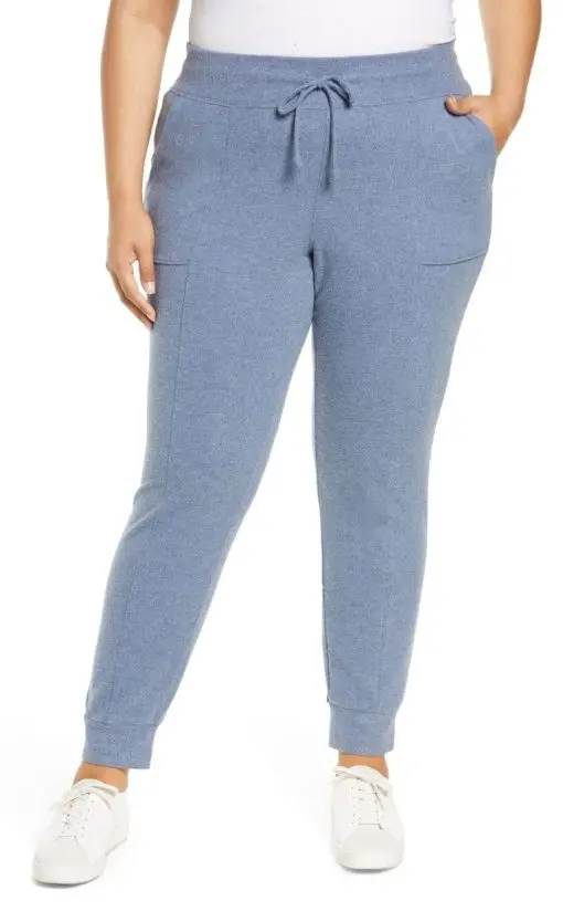 Plus Size Women's 1.state Tie Waist Cozy Knit Joggers, Size 3X - Blue