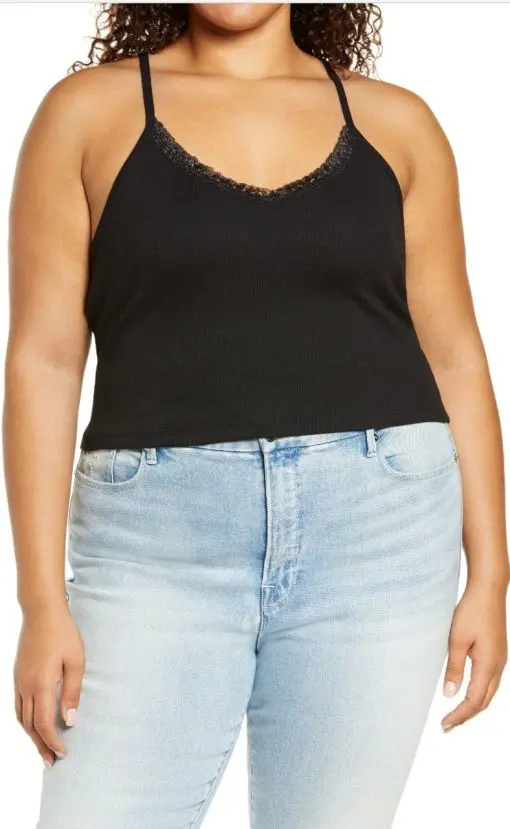 Plus Size Women's Bp. Lace V-Neck Camisole, Size 4X - Black